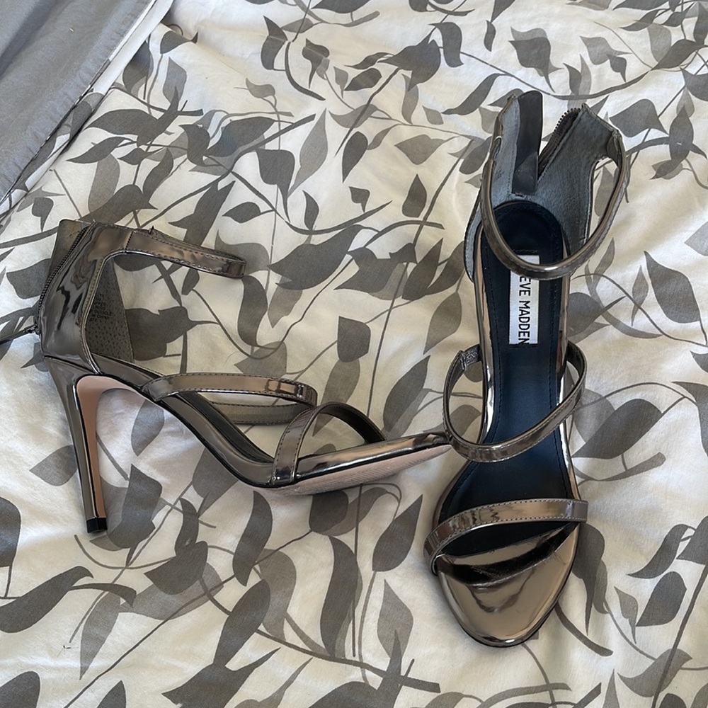 Steve Madden Metallic Strappy Heels - Picture 2 of 2